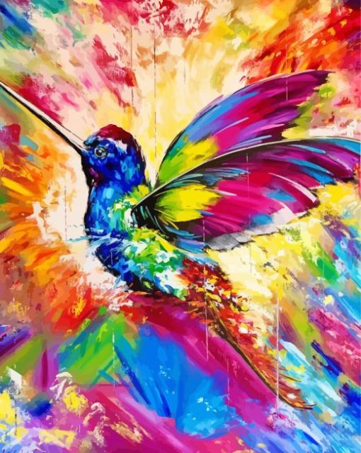 Rainbow Abstract Hummingbird Paint By Numbers