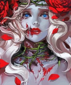 Red Flowers Hair Girl Paint By Numbers