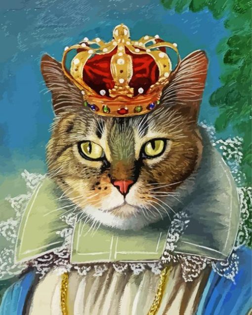 Royal Cat With Crown Paint By Numbers