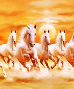 Seven Running Horses At Sunrise Paint By Numbers