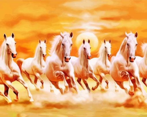 Seven Running Horses At Sunrise Paint By Numbers