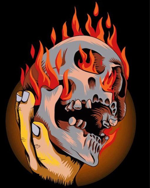 Skelton Head On Fire Paint By Numbers