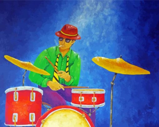 Stylish Man Drumming Paint By Numbers