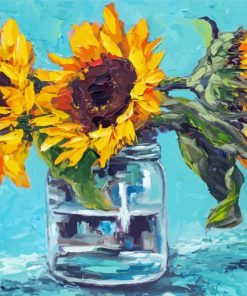 Sunflowers In Mason Jar Paint By Numbers