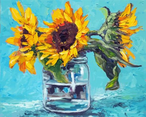 Sunflowers In Mason Jar Paint By Numbers