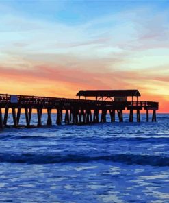 Sunset At Tybee Beach Pier Paint By Numbers