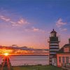 Sunset At West Quoddy Lighthouse Paint By Numbers