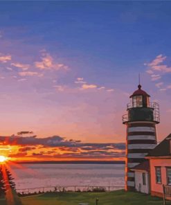 Sunset At West Quoddy Lighthouse Paint By Numbers