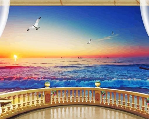 Sunset Balcony Sea View Paint By Numbers