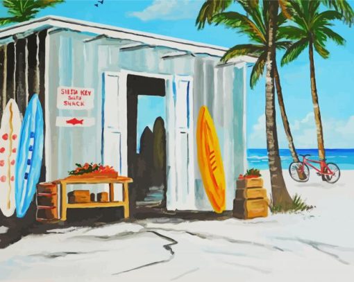 Surf Shack Illustration Paint By Numbers