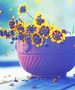 Teacup With Yellow Flowers Paint By Numbers