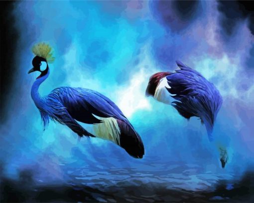 Two Grey Crowned Crane Art Paint By Numbers