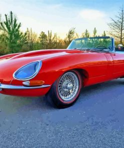 Vintage Red Jaguar Xke Paint By Numbers