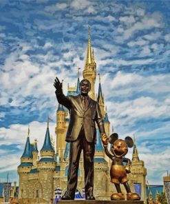 Walt Disney And Mickey Statue In Disneyland Paint By Numbers