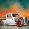 White Hot Rod Truck Paint By Numbers