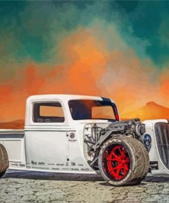 White Hot Rod Truck Paint By Numbers