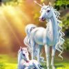 White Unicorn Mom And Baby Paint By Numbers