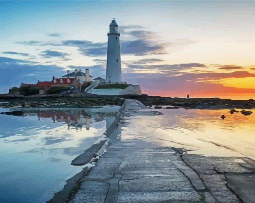 Whitley Bay Lighthouse Paint By Numbers