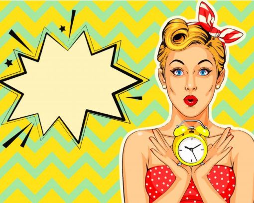 Woman With Clock Pop Art Paint By Numbers