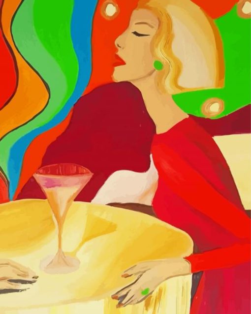 Abstract Woman With Drink Paint By Numbers