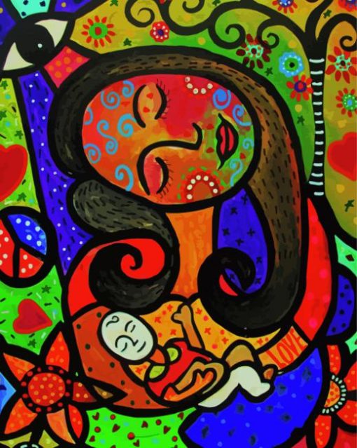 Abstract Mexican Mother And Baby Paint By Numbers