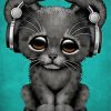 Adorable Cat Wearing Headphones Paint By Numbers