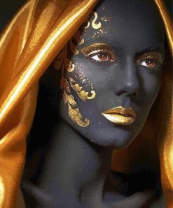 Aesthetic African Woman Black And Gold Paint By Numbers