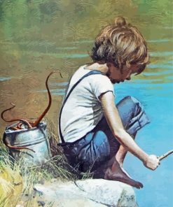 Aesthetic Boy Fishing Paint By Numbers