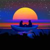 Aesthetic Couple Rowing Boat Illustration Paint By Numbers