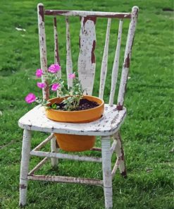 Aesthetic Flowers Pots Chair Paint By Numbers