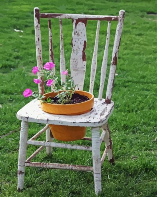 Aesthetic Flowers Pots Chair Paint By Numbers