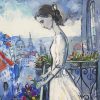 Aesthetic Lady In White On Balcony Paint By Numbers