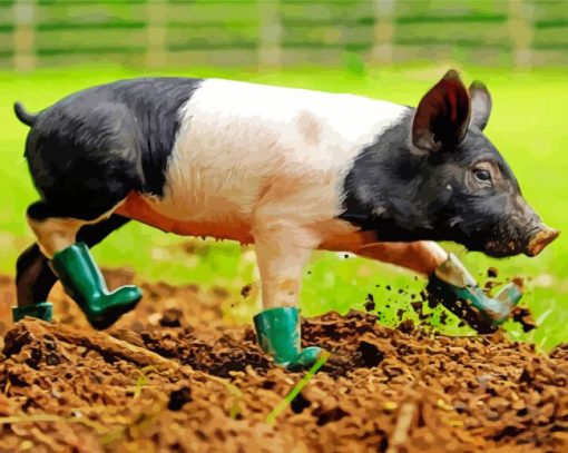 Aesthetic Pig Wearing Boots Art Paint By Numbers