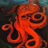 Aesthetic Red Octopus Art Paint By Numbers