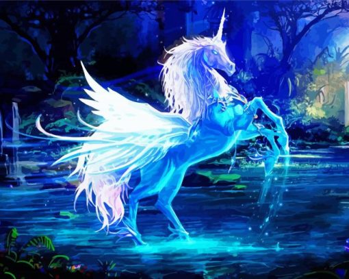 Aesthetic Unicorn Blue Horse Paint By Numbers