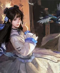 Aesthetic Anime Girl Chinese Dress Paint By Numbers