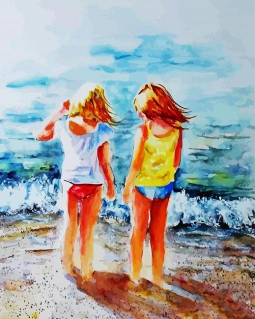 Aesthetic Besties At The Beach Art Paint By Numbers