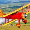 Aesthetic Flying Reb Bi Plane Paint By Numbers