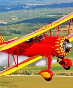 Aesthetic Flying Reb Bi Plane Paint By Numbers