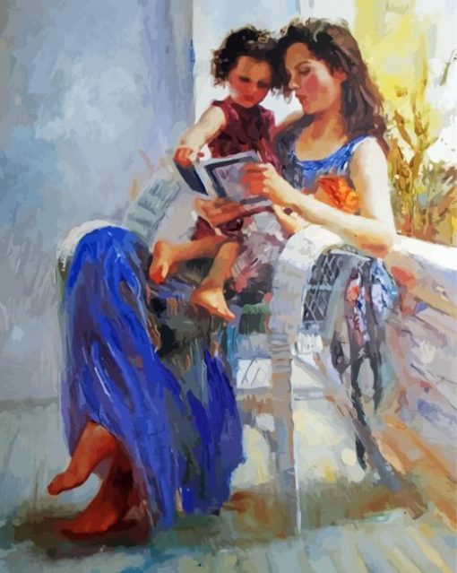 Aesthetic Mother And Daughter By Pino Daeni Paint By Numbers