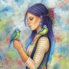 Aesthetic Native Girl And Birds Paint By Numbers