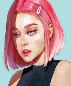 Aesthetic Pink Girl Illustration Paint By Numbers