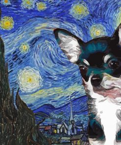 Black Chihuahua Starry Night Van Gogh Paint By Numbers