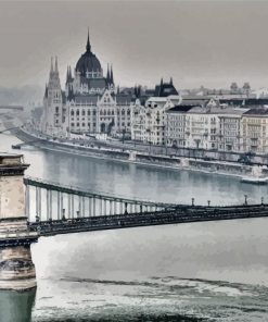 Black And White Hungarian Parliament Budapest Paint By Numbers