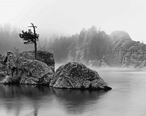 Black And White Sylvan Lake Paint By Numbers