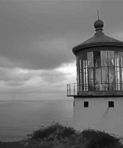 Black And White Waimanalo Lighthouse Paint By Numbers