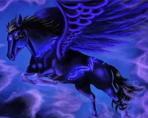 Black Winged Horse Paint By Numbers