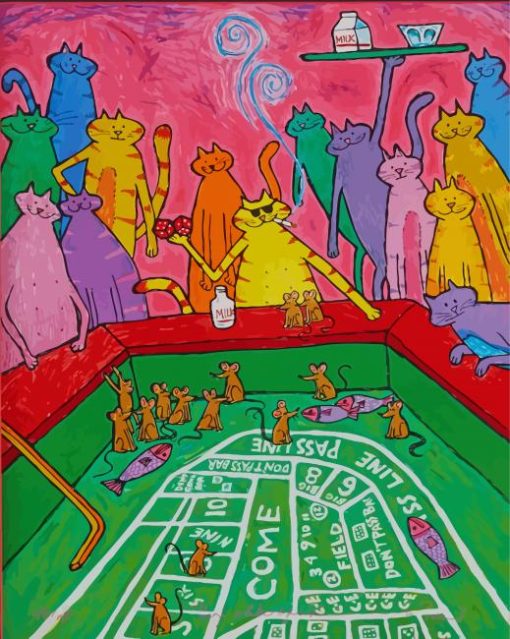 Cats Playing Craps Paint By Numbers