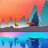 Colorful Tree And Deer Landscape Paint By Numbers