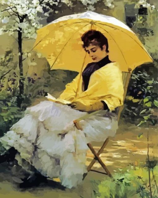 Cool Lady With Parasol Paint By Numbers